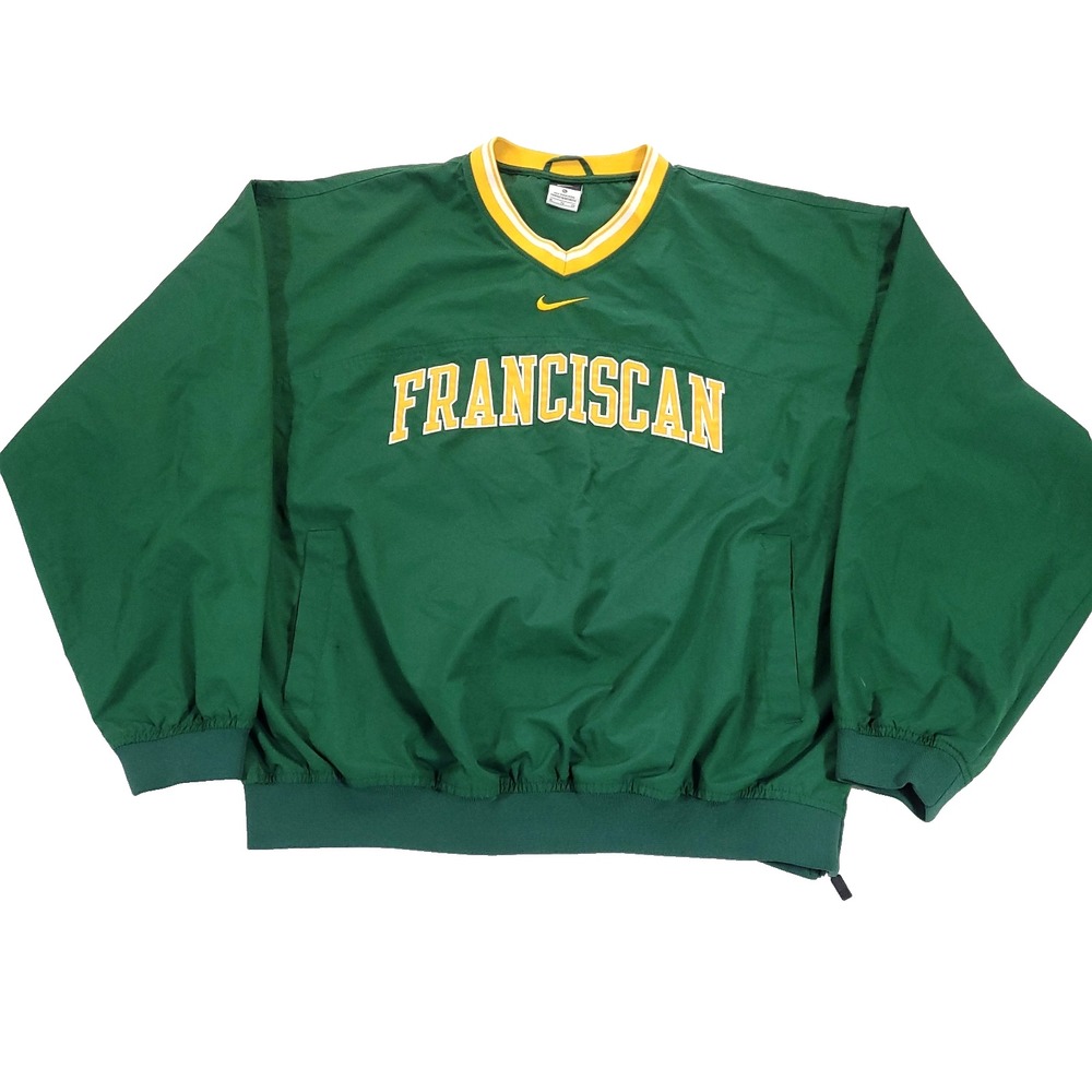 Vtg Franciscan Nike center swoosh windbreaker XL green 90s university Barons